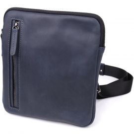 Купить Сумка небольшого размера для мужчин на плечо из натуральной винтажной кожи Shvigel 23148 Синий, фото , характеристики, отзывы