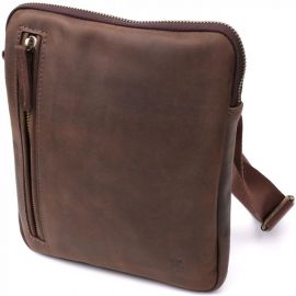 Купить Практичная сумка для мужчин на плечо из натуральной винтажной кожи Shvigel 23149 Коричневый, фото , характеристики, отзывы