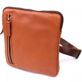 Купить Мужская кожаная сумка через плечо из прочной зернистой кожи Shvigel 23151 Рыжий, фото , характеристики, отзывы