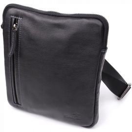 Купить Сумка на плечо для мужчин из прочной зернистой кожи Shvigel 23152 Черный, фото , характеристики, отзывы