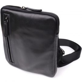 Купить Стильная и практичная мужская сумка на плечо из натуральной гладкой кожи Shvigel 23153 Черный, фото , характеристики, отзывы