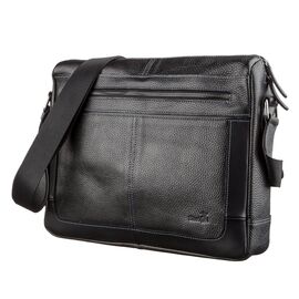 Купить - Деловая мужская сумка из кожи флотар на плечо SHVIGEL 11244 Черная, фото , характеристики, отзывы