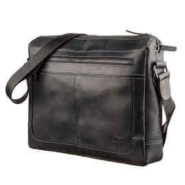 Купить - Деловая мужская кожаная сумка на плечо SHVIGEL 11246 Черная, фото , характеристики, отзывы