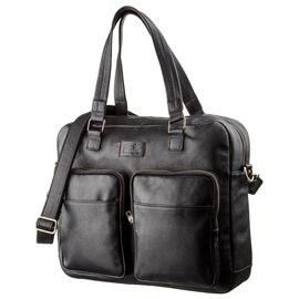Мужская кожаная деловая сумка-портфель для ноутбука SHVIGEL 19108 Черная, Черный, фото 