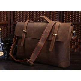 Купить - Портфель кожаный Vintage 14063 в винтажном стиле коричневый, фото , характеристики, отзывы