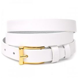 Купить Стильный тонкий кожаный ремень для женщин GRANDE PELLE 22948 Белый, фото , характеристики, отзывы