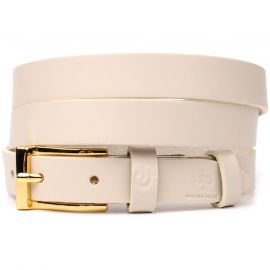 Купить Красивый тонкий кожаный ремень для женщин GRANDE PELLE 22949 Молочный, фото , характеристики, отзывы