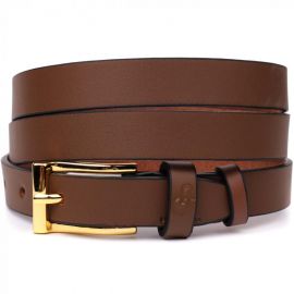 Купить Модный узкий кожаный ремень для женщин GRANDE PELLE 22954 Светло-коричневый, фото , характеристики, отзывы