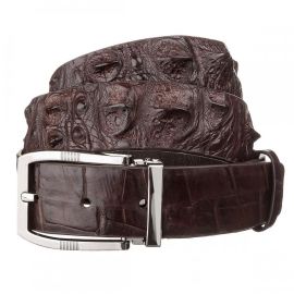 Купить Ремень мужской CROCODILE LEATHER 18178 из натуральной кожи крокодила Коричневый, фото , характеристики, отзывы