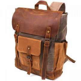 Купить - Рюкзак с боковыми карманами canvas Vintage 20112 Светло-серый, фото , характеристики, отзывы