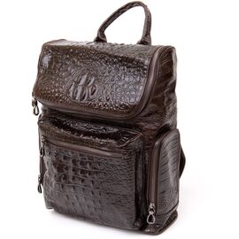 Купить - Рюкзак под рептилию кожаный Vintage 20430 Коричневый, фото , характеристики, отзывы