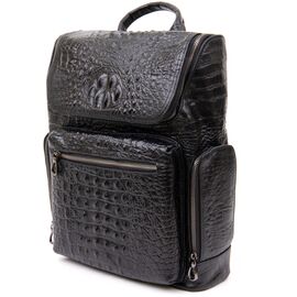 Купить - Рюкзак под рептилию кожаный Vintage 20431 Черный, фото , характеристики, отзывы