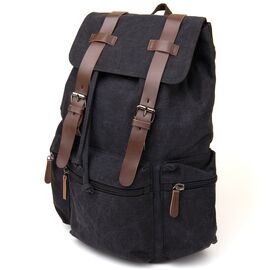 Купить - Рюкзак туристический текстильный унисекс Vintage 20608 Черный, фото , характеристики, отзывы