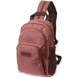 Купить - Небольшой рюкзак из полиэстера с большим количеством карманов Vintage 22150 Коричневый, фото , характеристики, отзывы