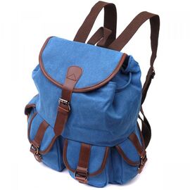 Придбати Місткий текстильний рюкзак, що закривається клапаном на магніт Vintage 22152 Блакитний, image , характеристики, відгуки