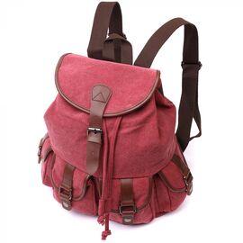 Купить - Удобный текстильный рюкзак что закрывается клапаном на магнит Vintage 22153 Бордовый, фото , характеристики, отзывы