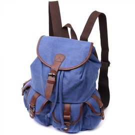 Купить - Надежный текстильный рюкзак что закрывается клапаном на магнит Vintage 22154 Синий, фото , характеристики, отзывы