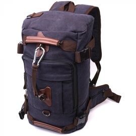 Придбати - Великий рюкзак-трансформер у стилі мілітарі із щільного текстилю Vintage 22157 Чорний, image , характеристики, відгуки
