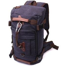 Купити Большой рюкзак-трансформер в стиле милитари из плотного текстиля Vintage 22157 Черный, image , характеристики, відгуки