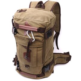 Придбати - Вместительный рюкзак-трансформер в стиле милитари из плотного текстиля Vintage 22158 Оливковый, image , характеристики, відгуки