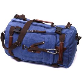 Купить - Функциональный рюкзак-трансформер в стиле милитари из плотного текстиля Vintage 22159 Синий, фото , характеристики, отзывы