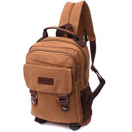 Купить - Удобный текстильный рюкзак с уплотненной спинкой и отделением для планшета Vintage 22167 Коричневый, фото , характеристики, отзывы