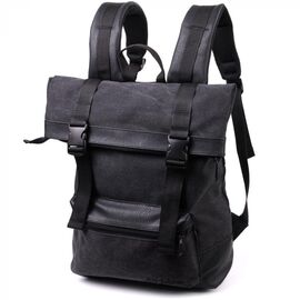 Купить - Добротный рюкзак для ноутбука из вставками эко-кожи FABRA 22583 Черный, фото , характеристики, отзывы