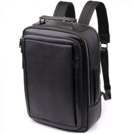 Придбати Многофункциональный рюкзак для мужчин из натуральной кожи Vintage 23044 Черный, image , характеристики, відгуки