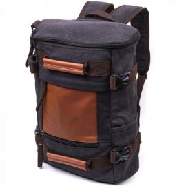 Придбати Текстильный большой дорожный рюкзак трансформер Vintage sale_15074 Черный, image , характеристики, відгуки