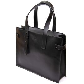 Жіноча сумка-шопер з натуральної шкіри GRANDE PELLE 11436 Чорний, image 