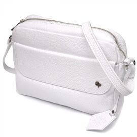 Придбати Жіноча сумка крос-боді із натуральної шкіри GRANDE PELLE 11650 Біла, image , характеристики, відгуки