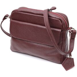 Купить - Яркая женская сумка кросс-боди из натуральной кожи GRANDE PELLE 11653 Бордовый, фото , характеристики, отзывы