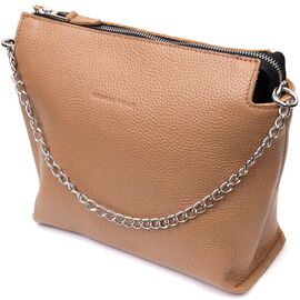Купить Лаконичная вместительная сумка для женщин из натуральной кожи GRANDE PELLE 11696 Бежевая, фото , характеристики, отзывы