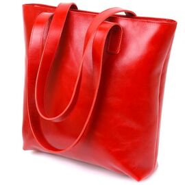 Придбати Яскрава жіноча сумка-шоппер із натуральної шкіри Shvigel 16366 Червоний, image , характеристики, відгуки