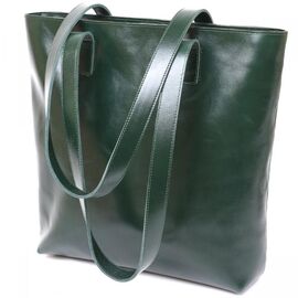 Придбати Шкіряна жіноча сумка-шоппер Shvigel 16367 Зелений, image , характеристики, відгуки