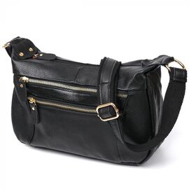 Придбати Шкіряна жіноча сумка Vintage 20686 Чорний, image , характеристики, відгуки