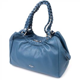 Придбати Незвичайна сумка жіноча з ручками KARYA 20842 шкіряна Синій, image , характеристики, відгуки