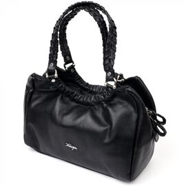 Придбати Містка жіноча сумка з ручками KARYA 20844 шкіряна Чорний, image , характеристики, відгуки