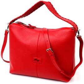Придбати - Вместительная женская сумка KARYA 20849 кожаная Красный, image , характеристики, відгуки