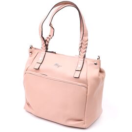 Купити Стильная женская сумка с ручками KARYA 20861 кожаная Пудровый, image , характеристики, відгуки