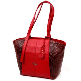 Придбати - Деловая женская сумка с ручками KARYA 20875 кожаная Красный, image , характеристики, відгуки