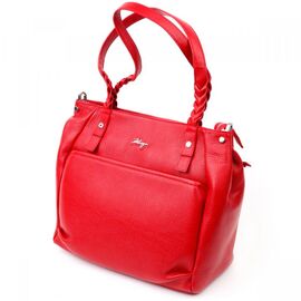 Купить - Яркая и вместительная женская сумка с ручками KARYA 20880 кожаная Красный, фото , характеристики, отзывы