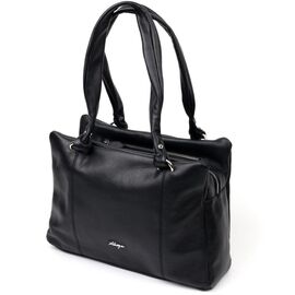 Придбати Практична сумка жіноча з ручками KARYA 20890 шкіряна Чорний, image , характеристики, відгуки