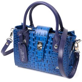 Купить - Миниатюрная женская сумка с ручками KARYA 20894 кожаная Синий, фото , характеристики, отзывы