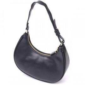 Придбати Модна жіноча сумка-хобо з натуральної гладкої шкіри 21288 Vintage Чорна, image , характеристики, відгуки