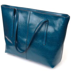 Купить - Красивая сумка шоппер из натуральной кожи 22075 Vintage Бирюзовая, фото , характеристики, отзывы