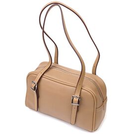 Придбати - Деловая сумка-клатч со съемными ручками из натуральной кожи 22077 Vintage Бежевая, image , характеристики, відгуки