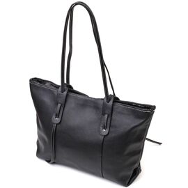 Придбати - Вместительная женская сумка из натуральной кожи 22082 Vintage Черная, image , характеристики, відгуки