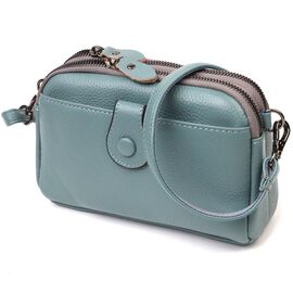 Придбати Модна сумка-клатч у стильному дизайні з натуральної шкіри 22087 Vintage Сіро-блакитна, image , характеристики, відгуки