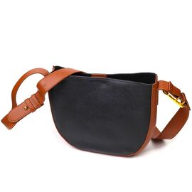Придбати - Женская полукруглая сумка кросс-боди из натуральной кожи 22093 Vintage Черная, image , характеристики, відгуки